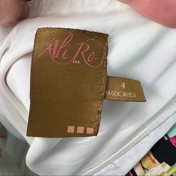 Ali Ro womens 4 abstract colorblock drape 100% silk sleeveless dress - Picture 8 of 11